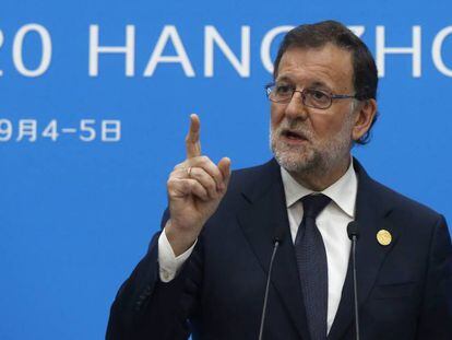 El presidente en funciones, Mariano Rajoy, en China.