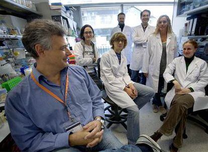 El investigador Luis Serrano, con su equipo, en el laboratorio del Centro de Regulación Genómica de Barcelona.