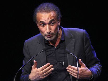 El profesor Tariq Ramadan durante una intervenci&oacute;n en Lille, Francia.