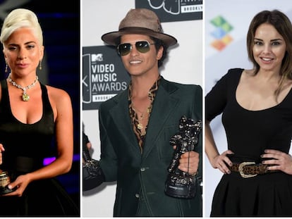 De izquierda a derecha: Lady Gaga, Bruno Mars y Chenoa.