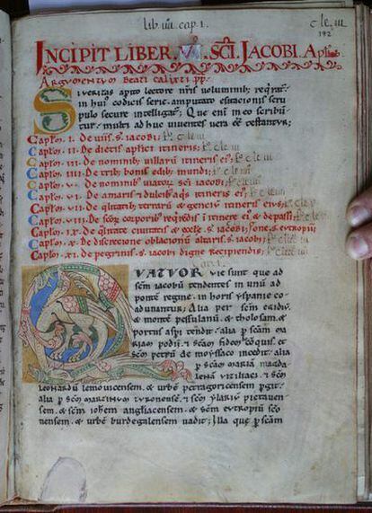 Reproducción de una página del Códice Calixtino original.