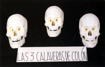 Pieza de la serie &#039;Las 3 calaveras de Col&oacute;n&#039;. (&#039;Artefactos visuales&#039;. Nicanor Parra. Fundaci&oacute;n Telef&oacute;nica, 2001. 64 p&aacute;ginas)