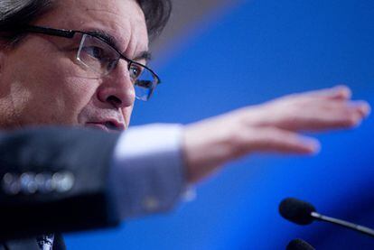 Artur Mas en la comparecencia para hacer balance de su primer año de gobierno.