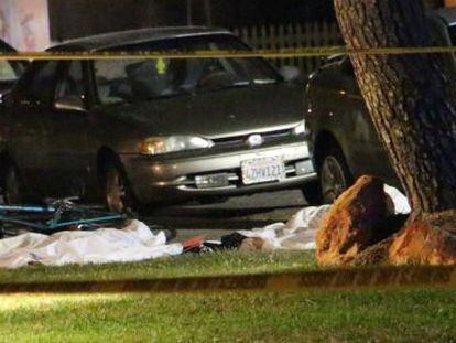 Escena del tiroteo mortal de anoche en California.