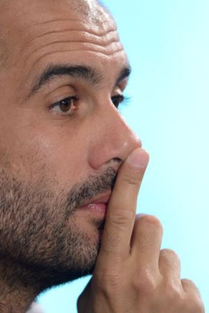 Guardiola, durante la rueda de prensa