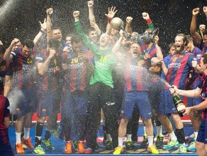 El Bar&ccedil;a celebra su &uacute;ltima Champions.