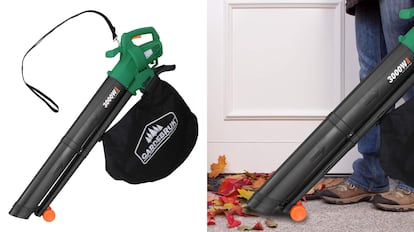 Este modelo de soplador de hojas eléctrico tiene una bolsa de almacenamiento con una capacidad de 45 litros.