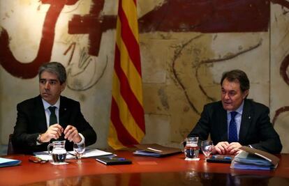 Artur Mas i Francesc Homs a la reuni&oacute; del Consell Executiu.