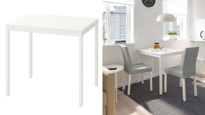 El acabado de esta mesa extensible, rebajada en Ikea, es muy elegante y funcional gracias a su tablero de melamina.