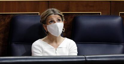 Yolanda Diaz, ministra de Trabajo, en el Congreso de los Diputados