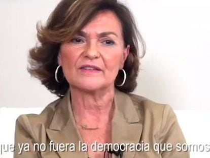 La vicepresidenta Carmen Calvo y varios ministros del Ejecutivo explican las fortalezas de España en varios idiomas ante la sentencia del ‘procés’