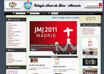 Web del colegio Amor de Dios de Alcorcón, condenado por acoso.