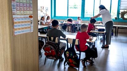 Una clase del colegio público Les Arts, en Valencia, en junio.