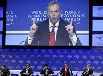 Tony Blair, durante su intervención en el Foro Económico Mundial de Davos (Suiza).