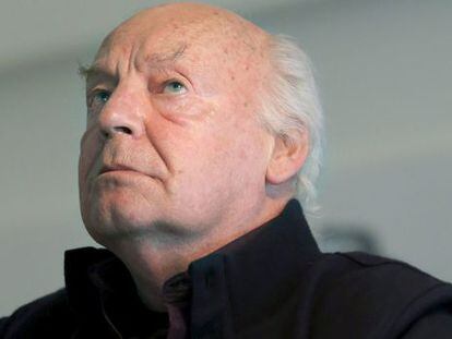 Eduardo Galeano, ayer en la Cidade da Cultura de Santiago.