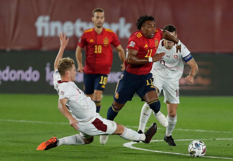 Adama Traore, durante el partido España-Suiza de la Liga de las Naciones en el Alfredo Di Stefano el pasado sábado.