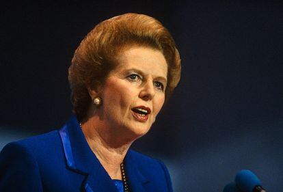 Margaret Thatcher en su último discurso al Partido Conservador como Primera Ministra.