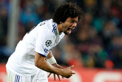La rabiosa celebración de Marcelo tras el gol del empate.