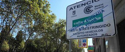 Indicaciones de entrada a la nueva zona de restricci&oacute;n de tr&aacute;fico denominada Madrid Central.