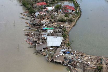 Fotografía aérea de la provincia de Capiz, en el centro de Filipinas.