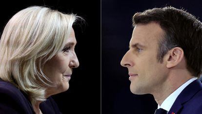 Los candidatos a las elecciones presidenciales francesas, Marine Le Pen y Emmanuel Macron.