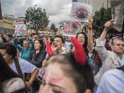 Una manifestación contra el toreo en Bogotá.