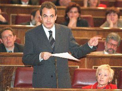 José Luis Rodríguez Zapatero, ayer en el pleno del Congreso.