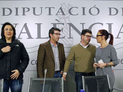 Desde la izquieda, Rosa P&eacute;rez, Jorge Rodr&iacute;guez, Emili Altur y Maria Josep Amig&oacute;, miembros del Gobierno de la Diputaci&oacute;n de Valencia.