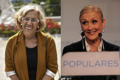 Manuela Carmena y Cristina Cifuentes, por Juan Medina (Reuters) y Denis Doyle (Getty)