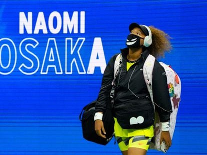 Osaka, esta semana antes de salir a la pista de Nueva York para disputar un partido.