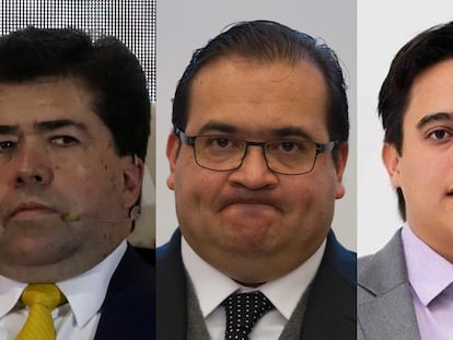 El sindicalista Pedro Haces Barba, el exgobernador Javier Duarte y el empresario ligado al régimen venezolano Joaquín Leal.