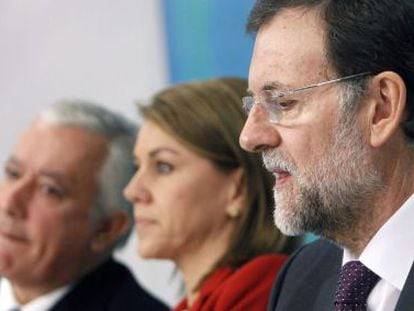 Rajoy, durante su intervenci&oacute;n ayer en la reuni&oacute;n de la Junta Directiva del PP.