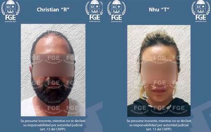 Christian R. y Nhu T., detenidos por su presunta implicación en el asesinato de dos turistas canadienses el 21 de enero en Quintana Roo.