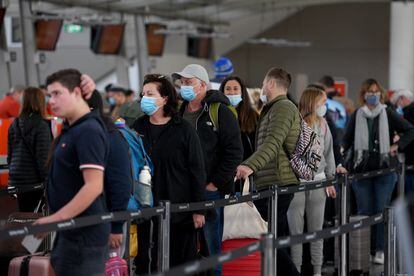 Passengers at Sydney Airport this Wednesday.