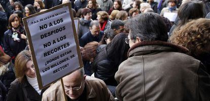 Concentración de trabajadores de la Politécnica.