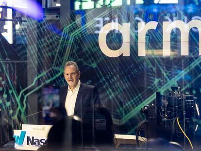 Rene Haas, CEO de Arm, en el estreno de la empresa en el Nasdaq de EE UU.