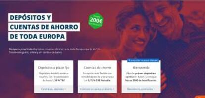 Web del supermercado de depósitos europeo Raisin.