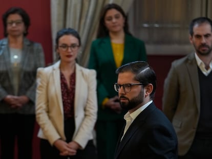 Gabriel Boric, durante la ceremonia de cambio de Gabinete en Chile.