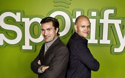 Daniel Ek y Martin Lorentzon, creadores del servicio de música en streaming Spotify.