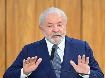El presidente Lula, este martes durante una comparecencia en Brasilia.