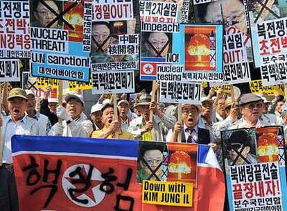 Concentración en Seúl contra los ensayos nucleares de Corea del Norte.