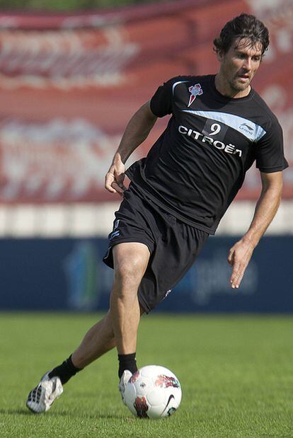 Mario Bermejo, durante un entrenamiento con el Celta.