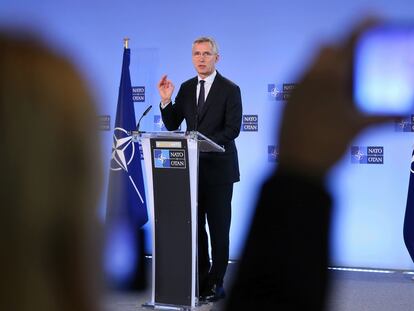 El secretario general de la OTAN, Jens Stoltenberg, en una rueda de prensa el pasado febrero, en Bruselas.