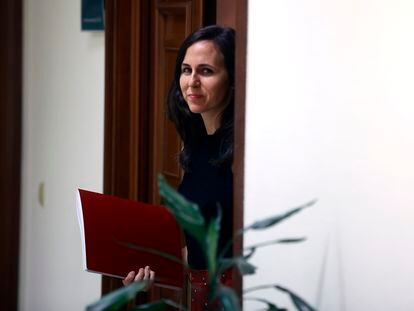 La líder de Podemos, Ione Belarra, el pasado viernes en el Congreso al recoger el acta de diputada.
