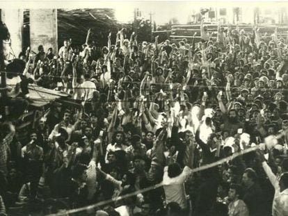 Reunión de la Central Única de Trabajadores de Brasil, en 1981.