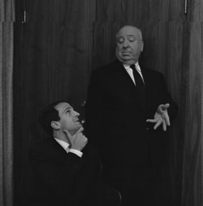  Truffaut y Hitchcock, en la sesi&oacute;n de fotos que hicieron tras la entrevista de seis d&iacute;as en 1962, retratados por Philippe Halsman.