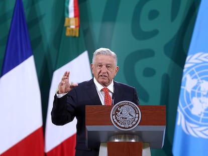 Andrés Manuel López Obrador durante la inauguración del Foro Generación Igualdad, este lunes.