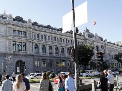 Imagen de la fachada del edificio del Banco de España, Madrid.