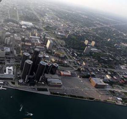 Vista aérea de Detroit, Michigan (EE.UU.).