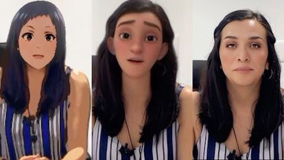 Los efectos de distintos filtros de TikTok en un mismo rostro